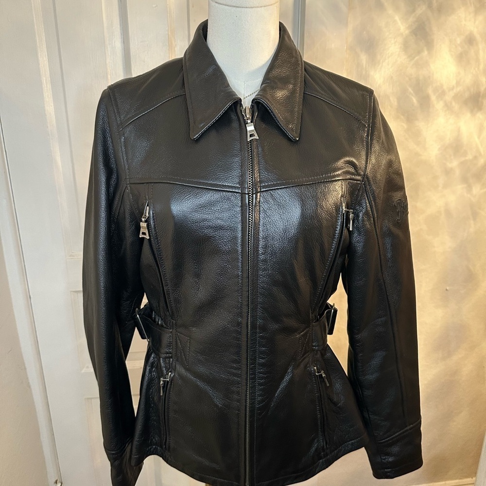 FLYING BIKES Oakwood NY Leather Jacket Women's Medium Black Moto Biker Thinsula